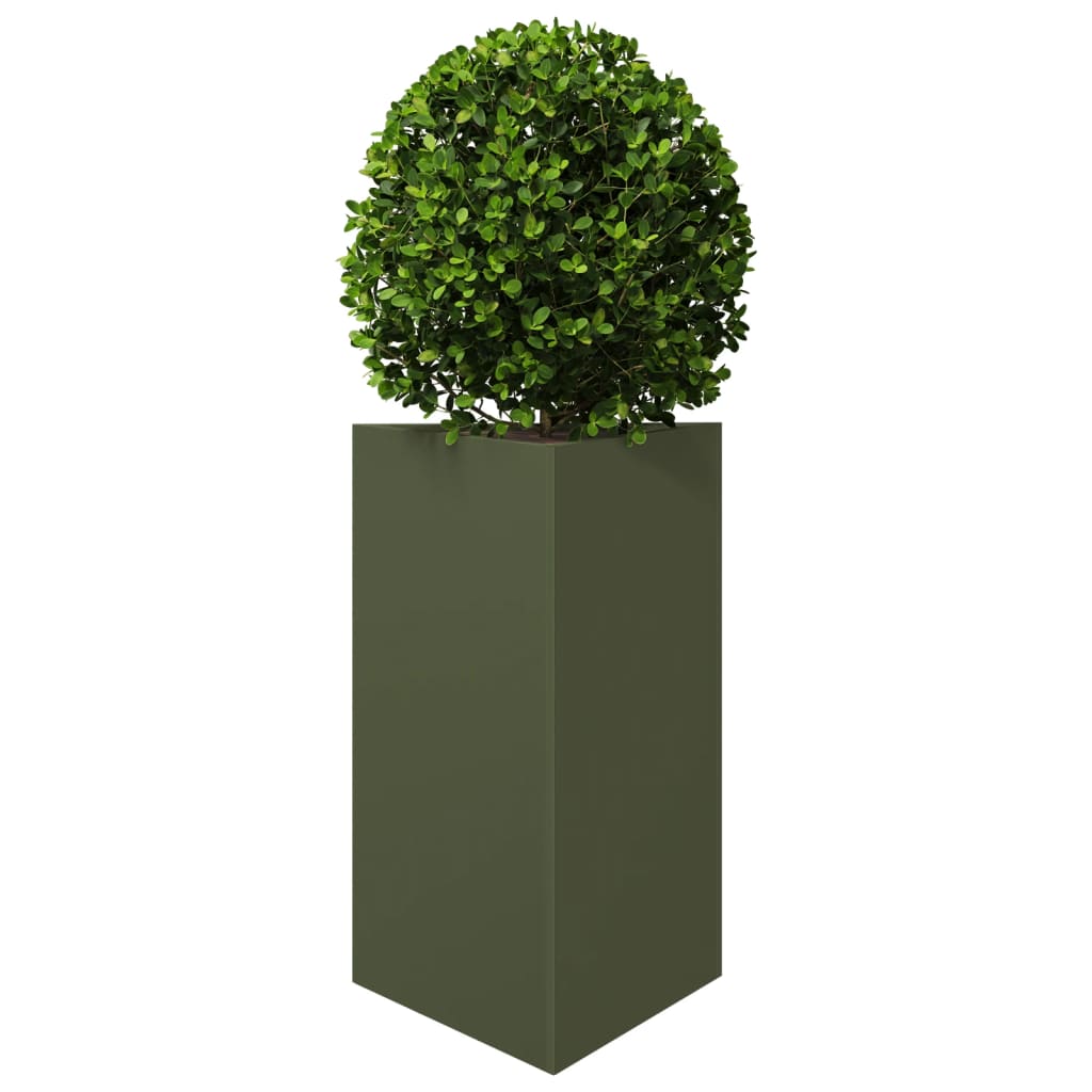 Plantekasse olivengrønn trekantet 50x43x75 cm stål