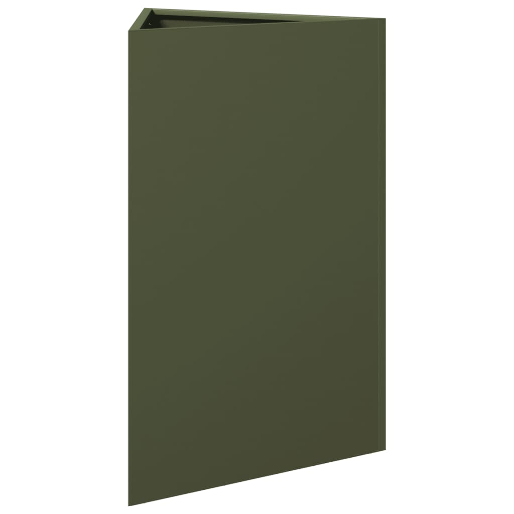 Plantekasse olivengrønn trekantet 50x43x75 cm stål