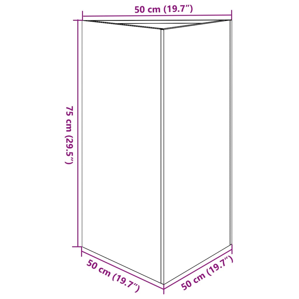 Plantekasse olivengrønn trekantet 50x43x75 cm stål