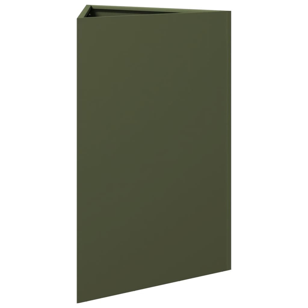 Plantekasser 2 stk olivengrønn trekantet 50x43x75 cm stål