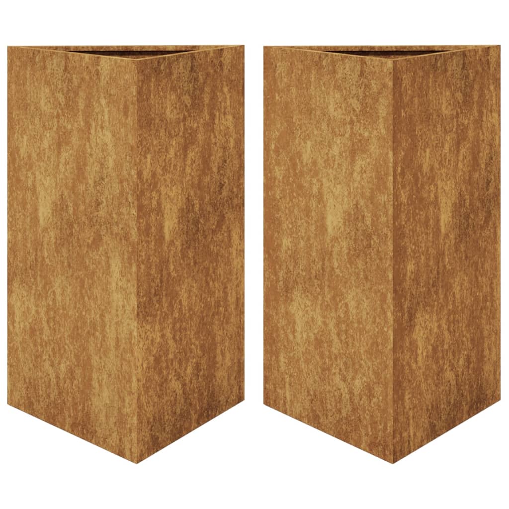 hageplanter 2 stk trekantede 50x43x75 cm oksidert stål
