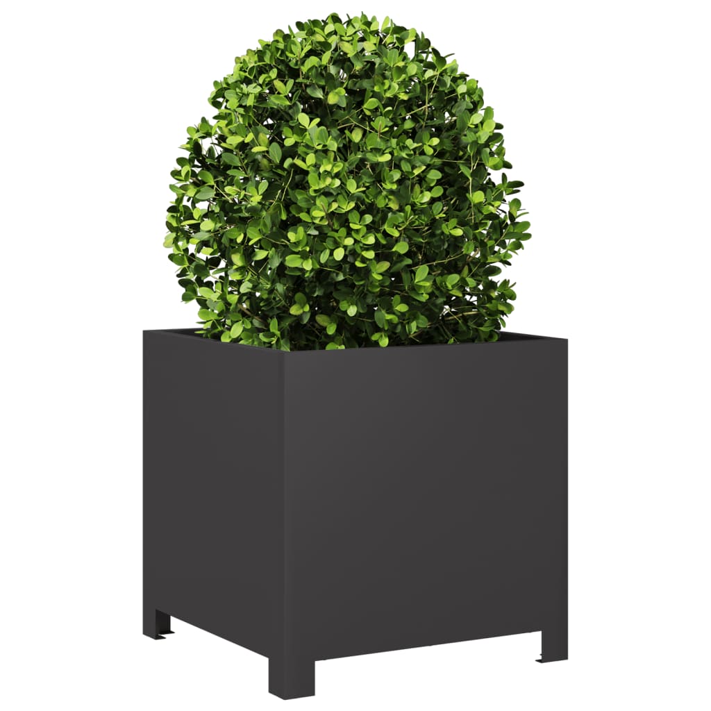 Plantekasser 2 stk svart 40x40x40 cm stål