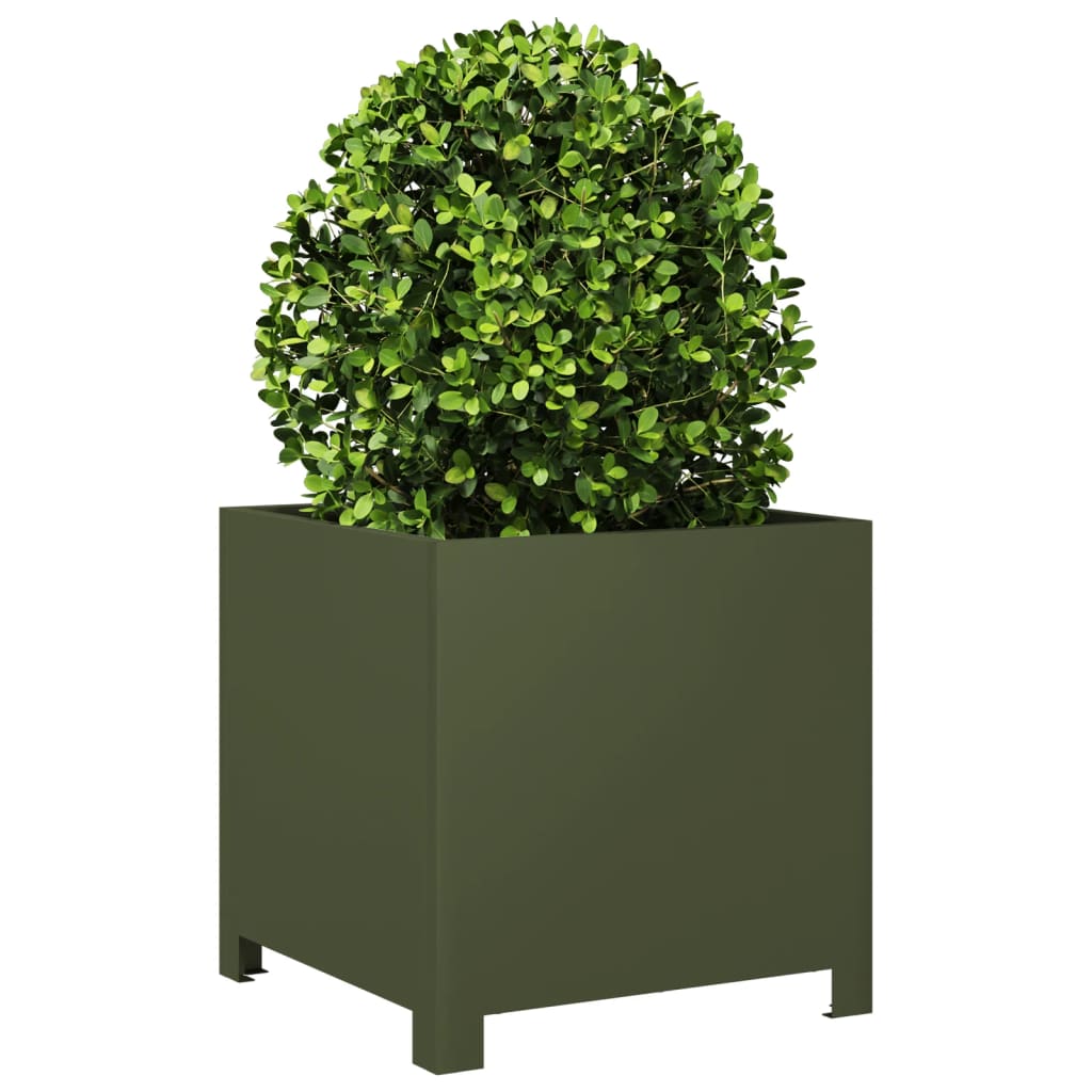 Plantekasse olivengrønn 40x40x40 cm stål
