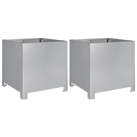 Plantekasser 2 stk 40x40x40 cm galvanisert stål