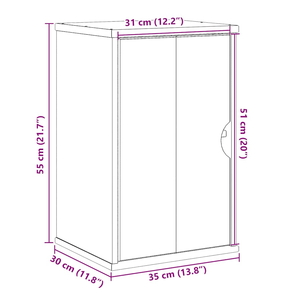 Veggmontert baderomsskap OTTA 35x30x55 cm heltre furu