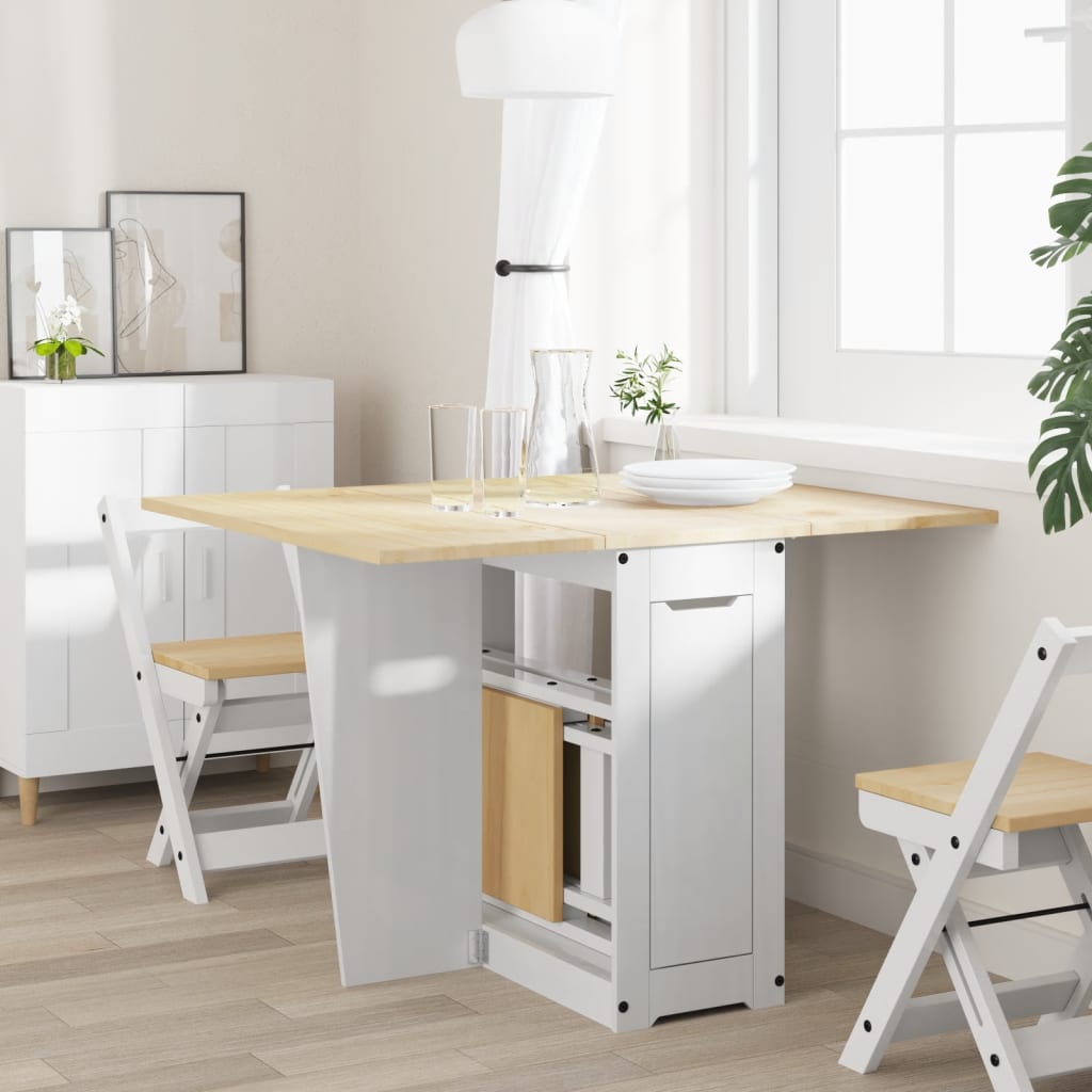 Sommerfugl spisebord sammenleggbart Corona hvit heltre furu