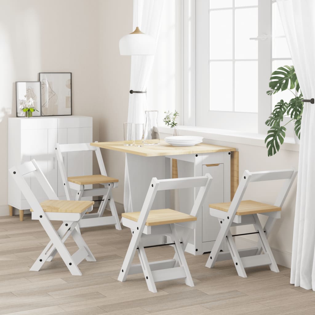 Sammenleggbare spisestoler 4 stk Corona hvit heltre furu
