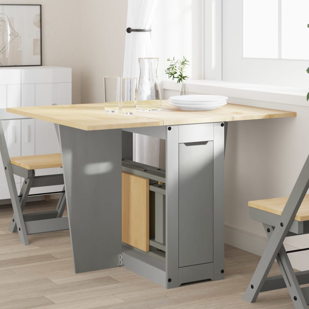 Sommerfugl spisebord sammenleggbart Corona grå heltre furu