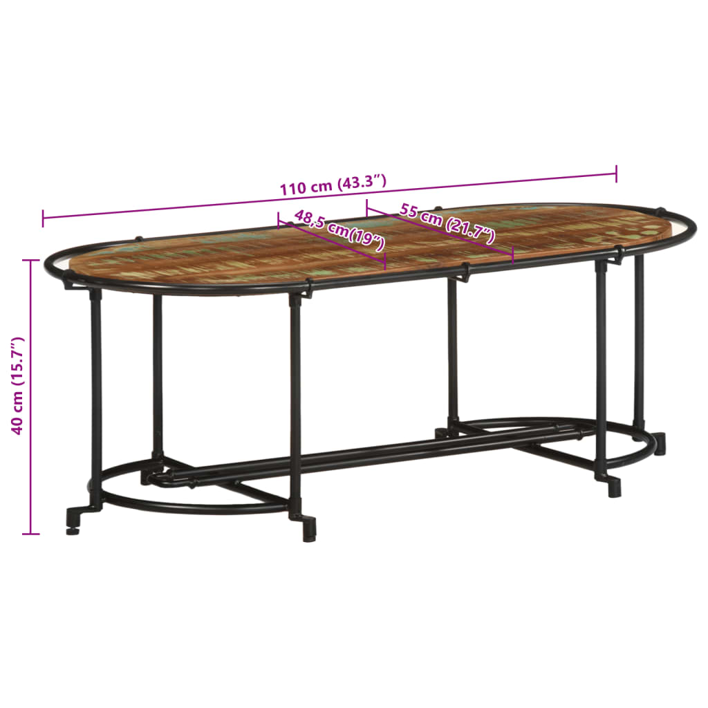 Salongbord 110x55x40 cm gjenvunnet heltre