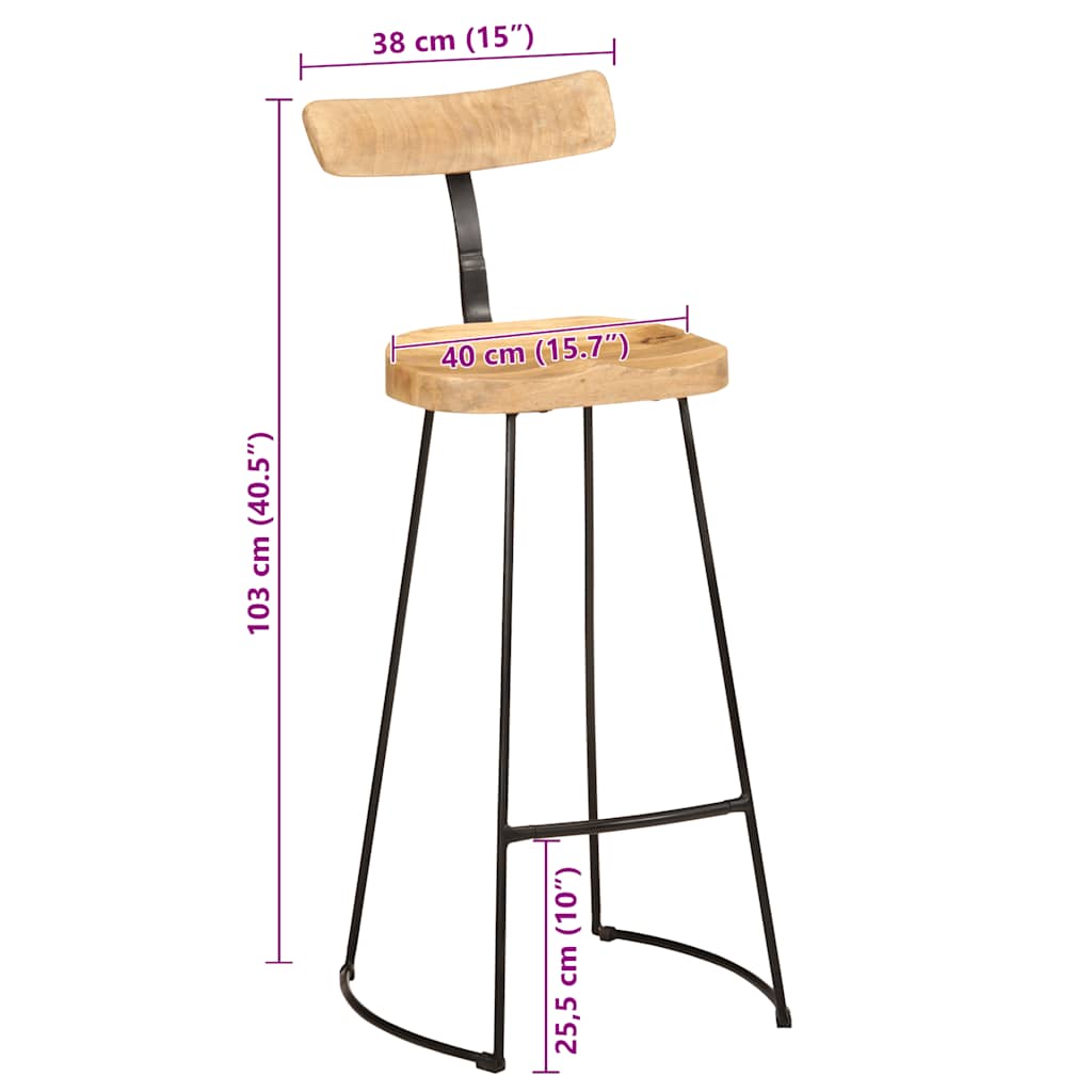 Barkrakker 2 stk 49x43x103 cm heltre mango