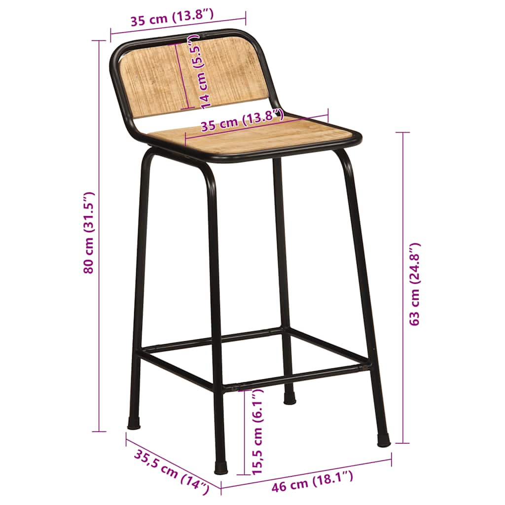 Barkrakker 4 stk 46x35,5x80 cm grovt heltre mangotre