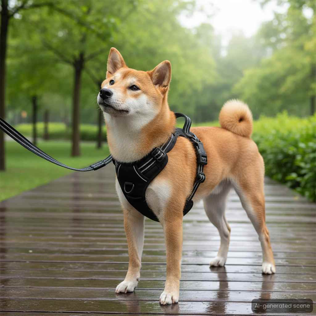 Hundesele med reflekterende striper justerbar svart XL