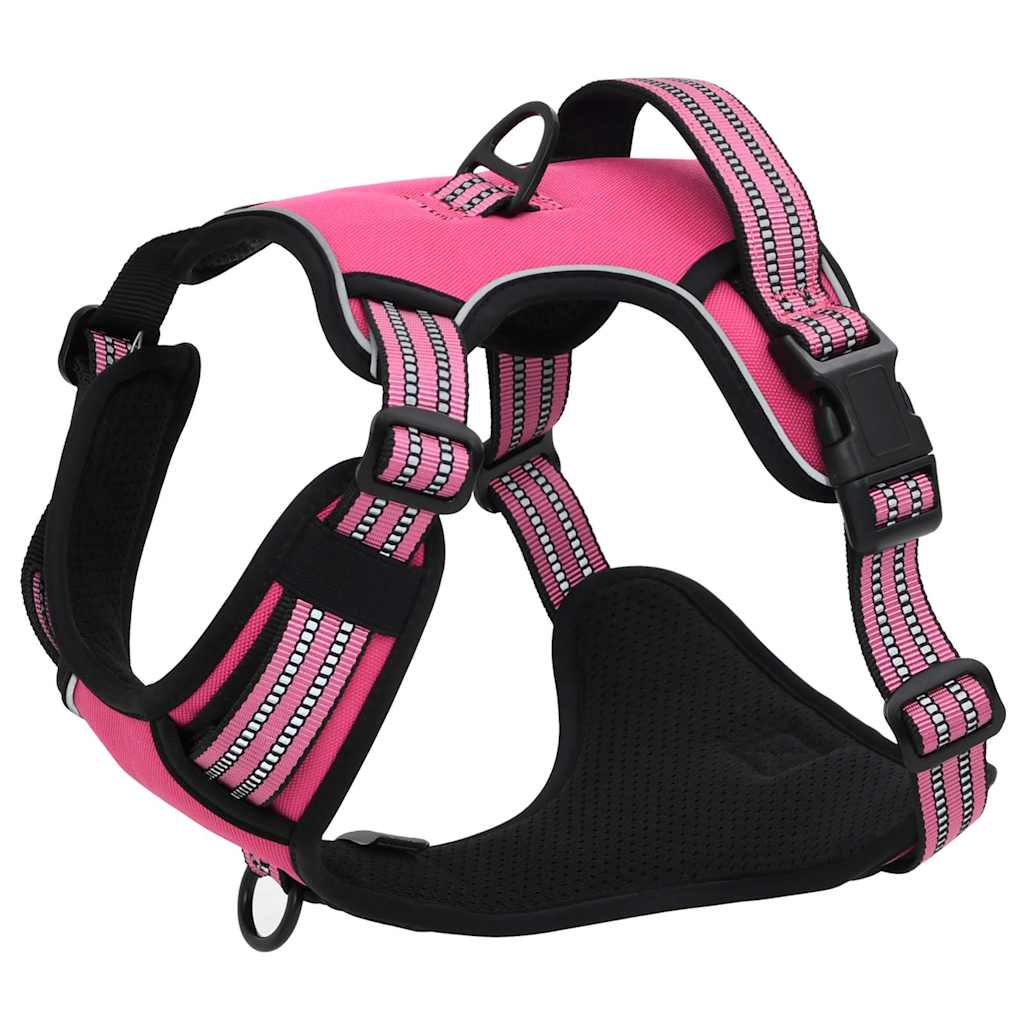 Hundesele med bånd og krage justerbar rosa L