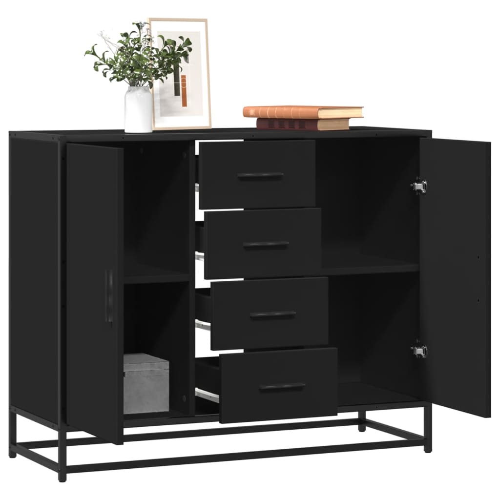 Skjenk svart 92x35x76 cm konstruert tre