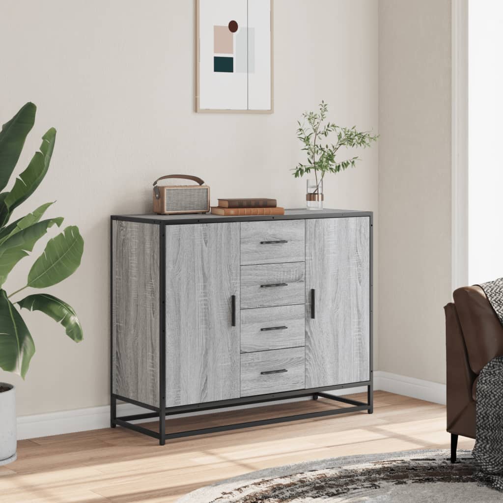 Skjenk grå sonoma eik 92x35x76 cm konstruert tre