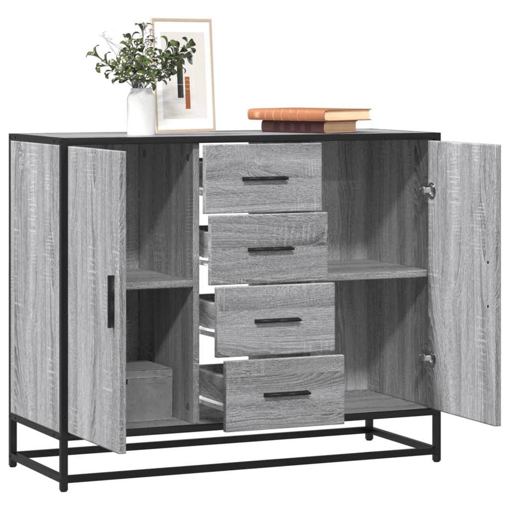 Skjenk grå sonoma eik 92x35x76 cm konstruert tre