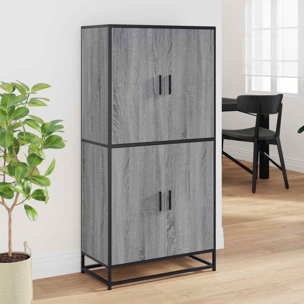 Highboard grå sonoma 68x35x139 cm konstruert tre
