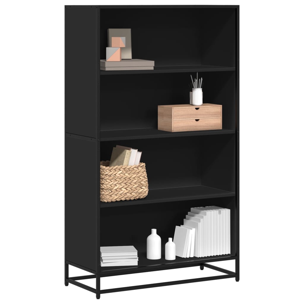 Bokhylle svart 80,5x35x139 cm konstruert tre