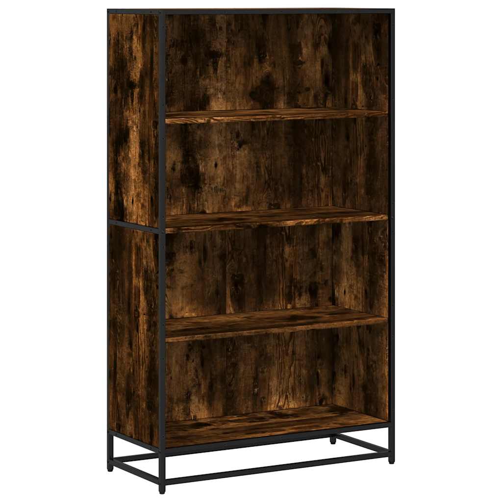 Bokhylle røkt eik 80,5x35x139 cm konstruert tre