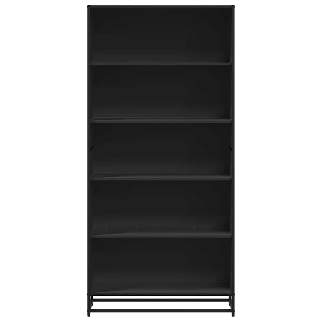 Bokhylle svart 80,5x35x170,5 cm konstruert tre