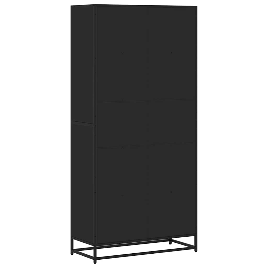 Bokhylle svart 80,5x35x170,5 cm konstruert tre