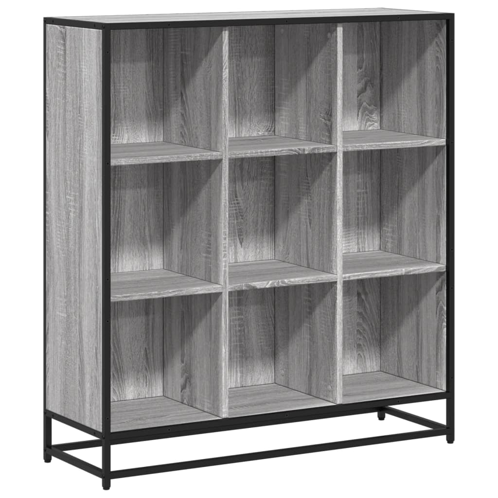 Bokhylle grå sonoma 97,5x33x107,5 cm konstruert tre og metall