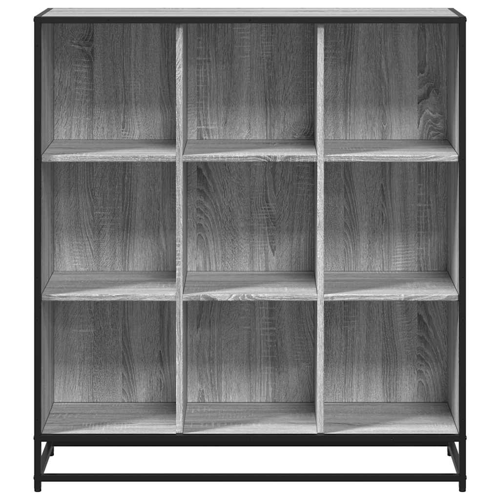 Bokhylle grå sonoma 97,5x33x107,5 cm konstruert tre og metall