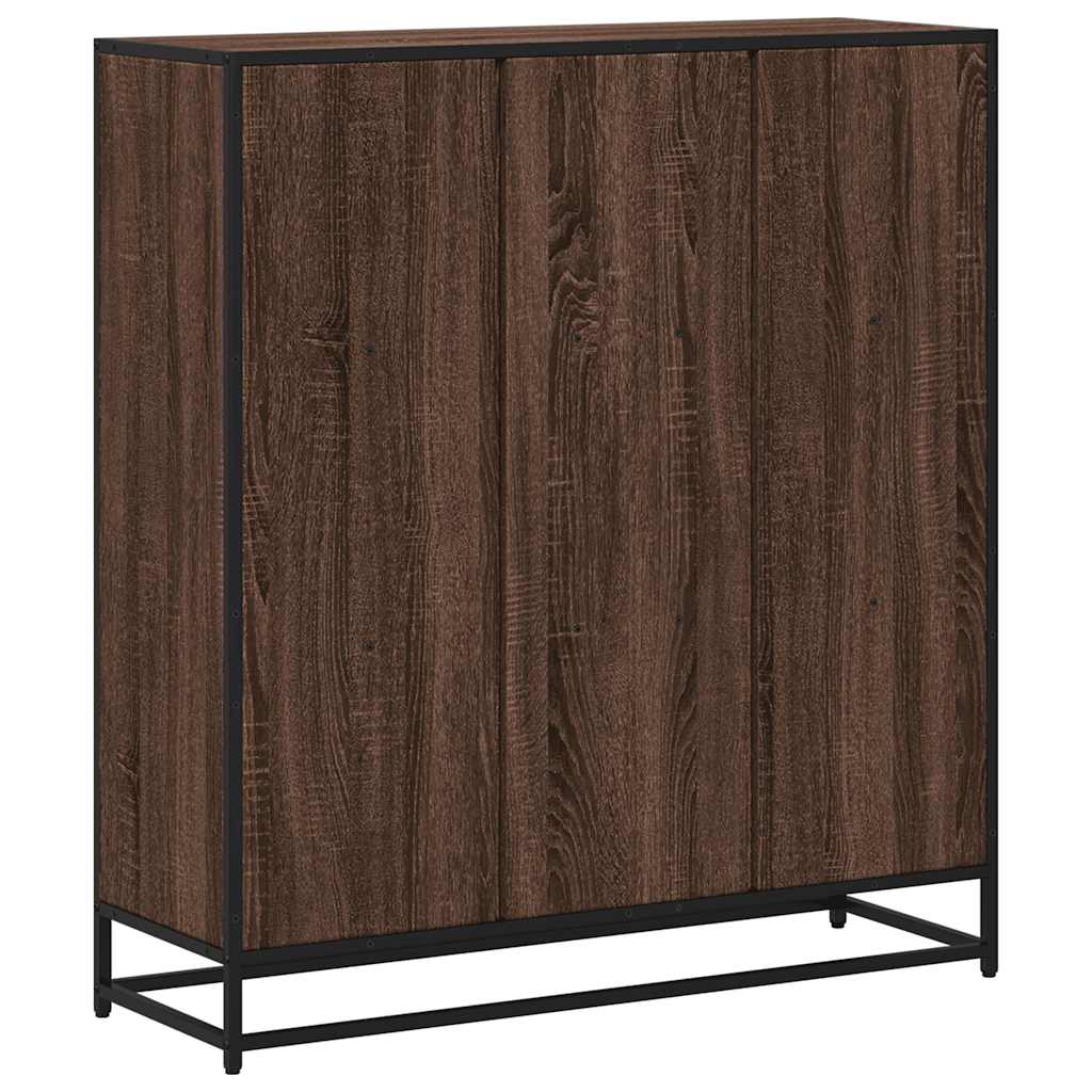 Bokhylle brun eik 97,5x33x107,5 cm konstruert tre og metall