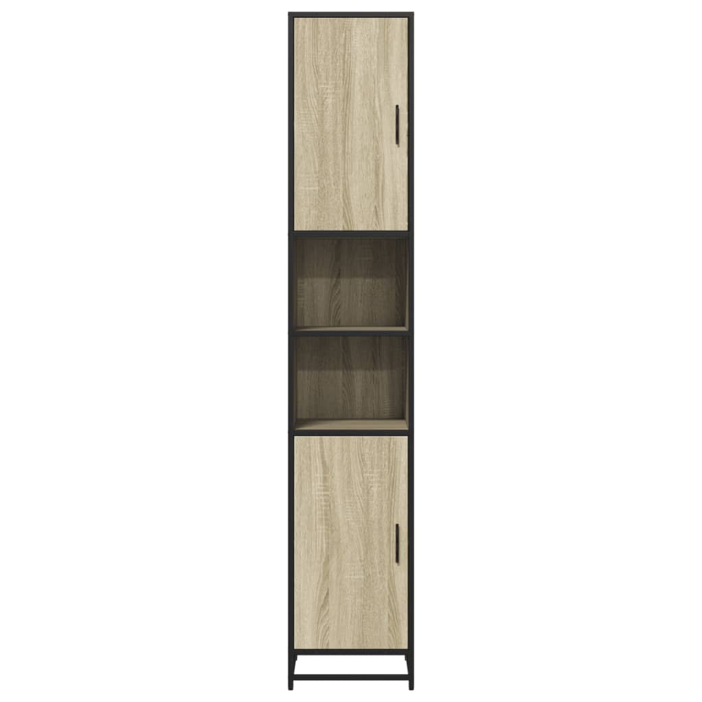 Baderomsskap sonoma eik 35x37,5x188,5 cm konstruert tre metall