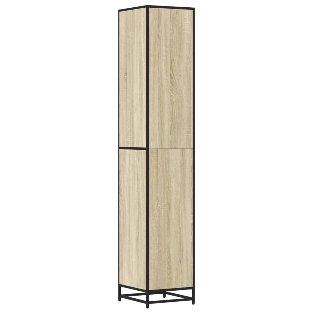 Baderomsskap sonoma eik 35x37,5x188,5 cm konstruert tre metall