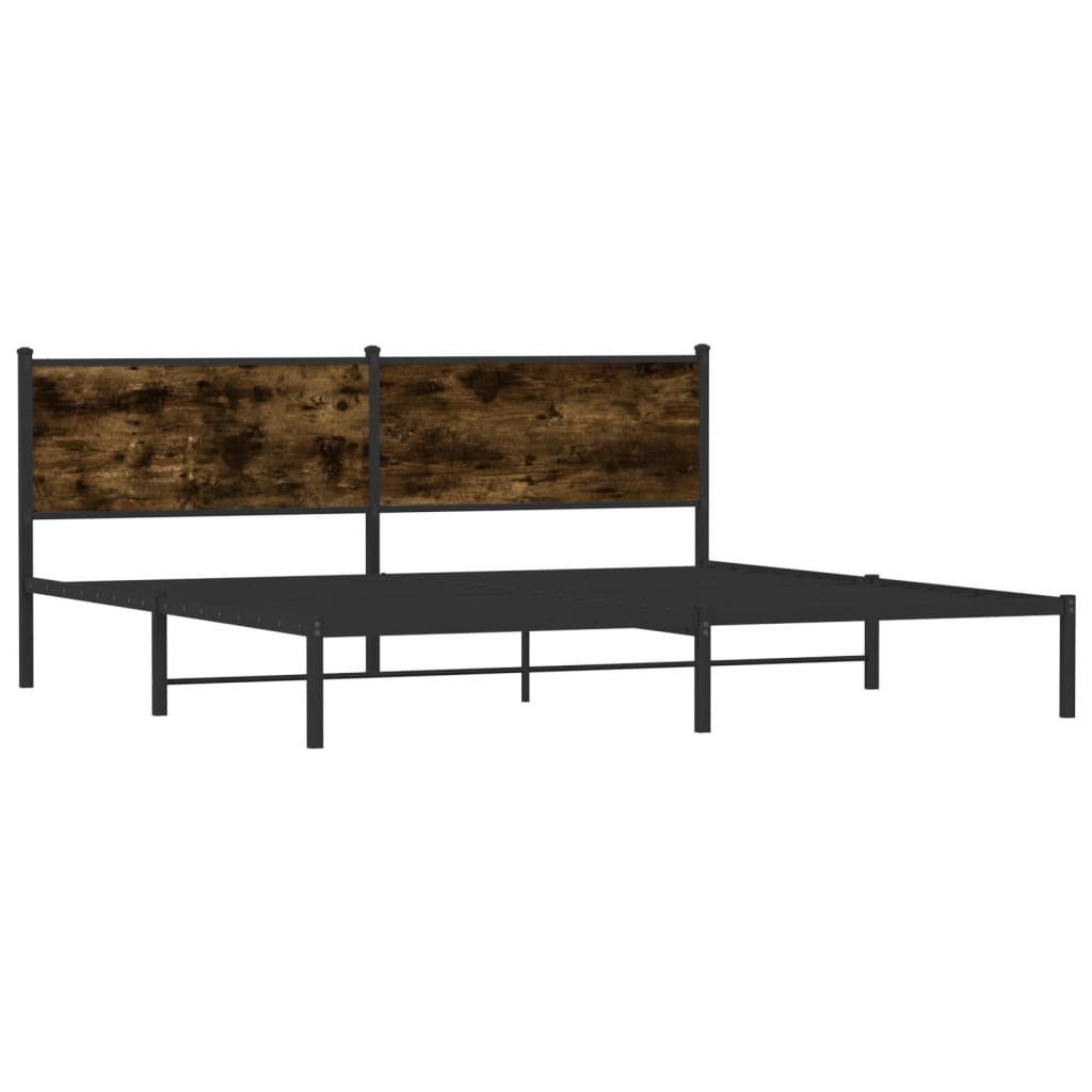 Sengeramme i metall uten madrass røkt eik 200x200 cm
