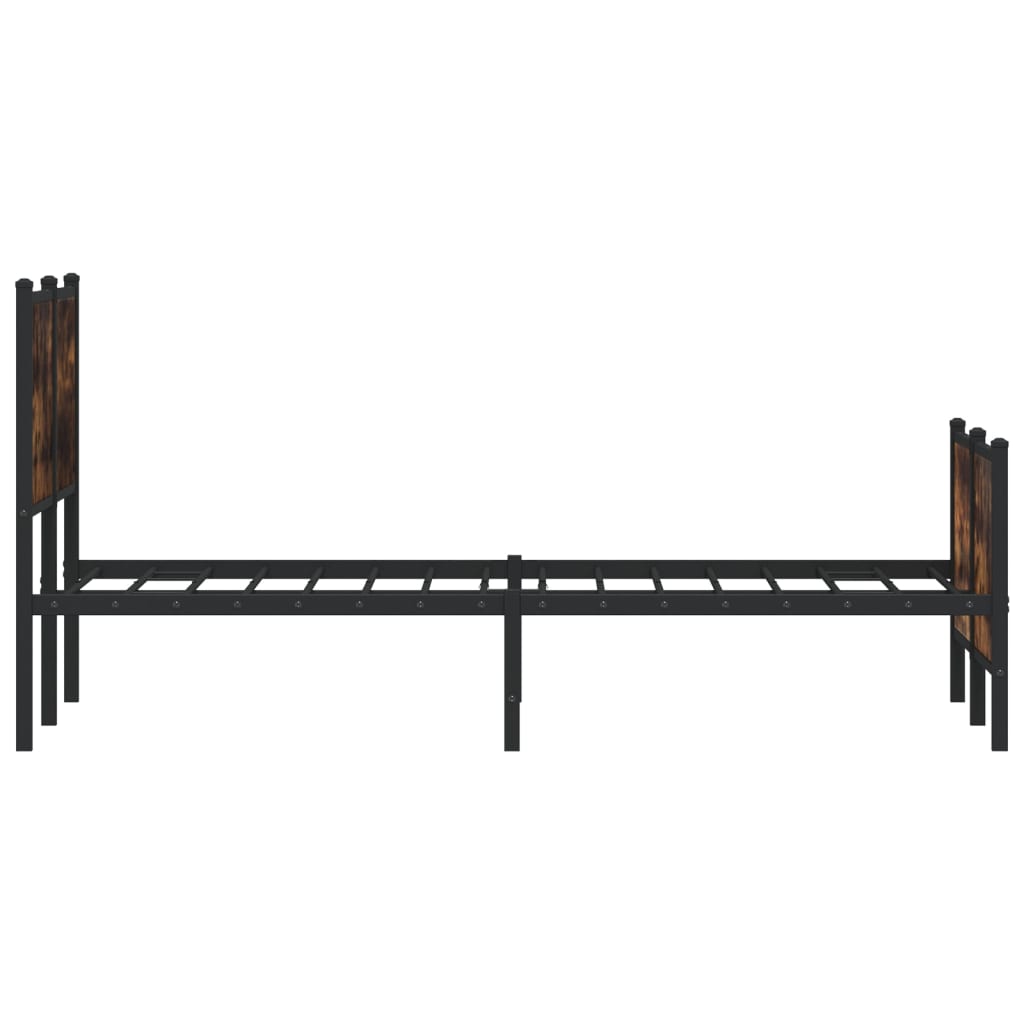 Sengeramme i metall uten madrass røkt eik 140x190 cm