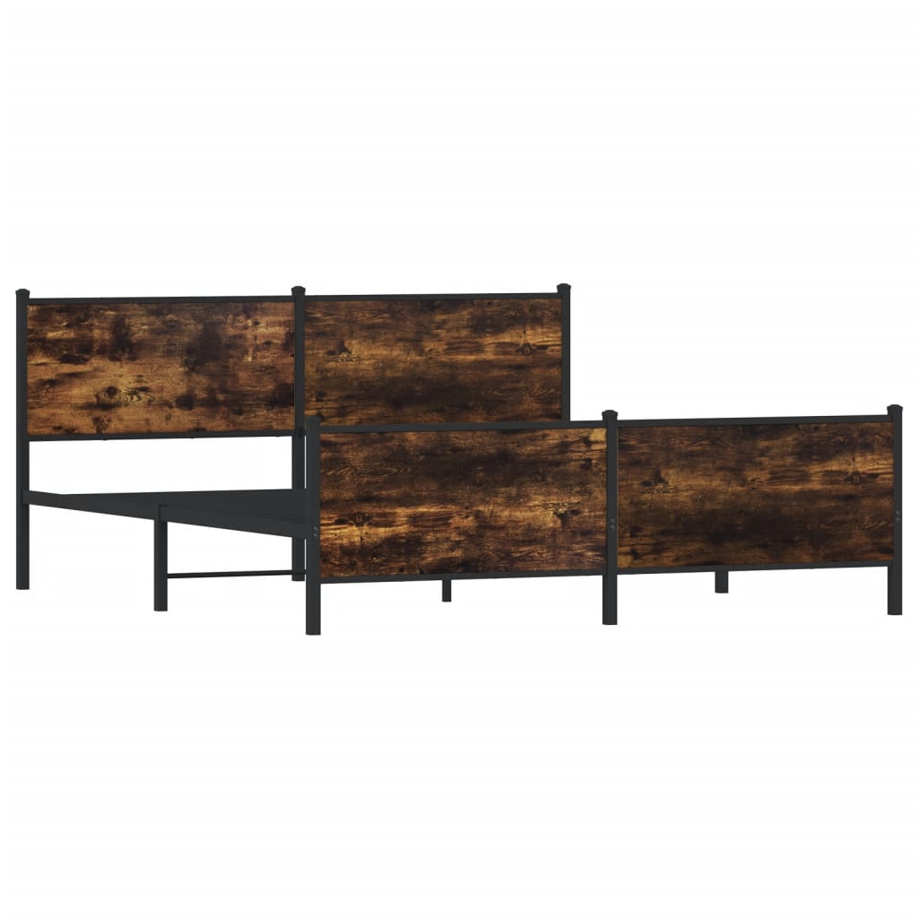 Sengeramme i metall uten madrass røkt eik 183x213 cm