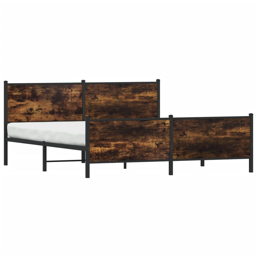 Sengeramme i metall uten madrass røkt eik 193x203 cm