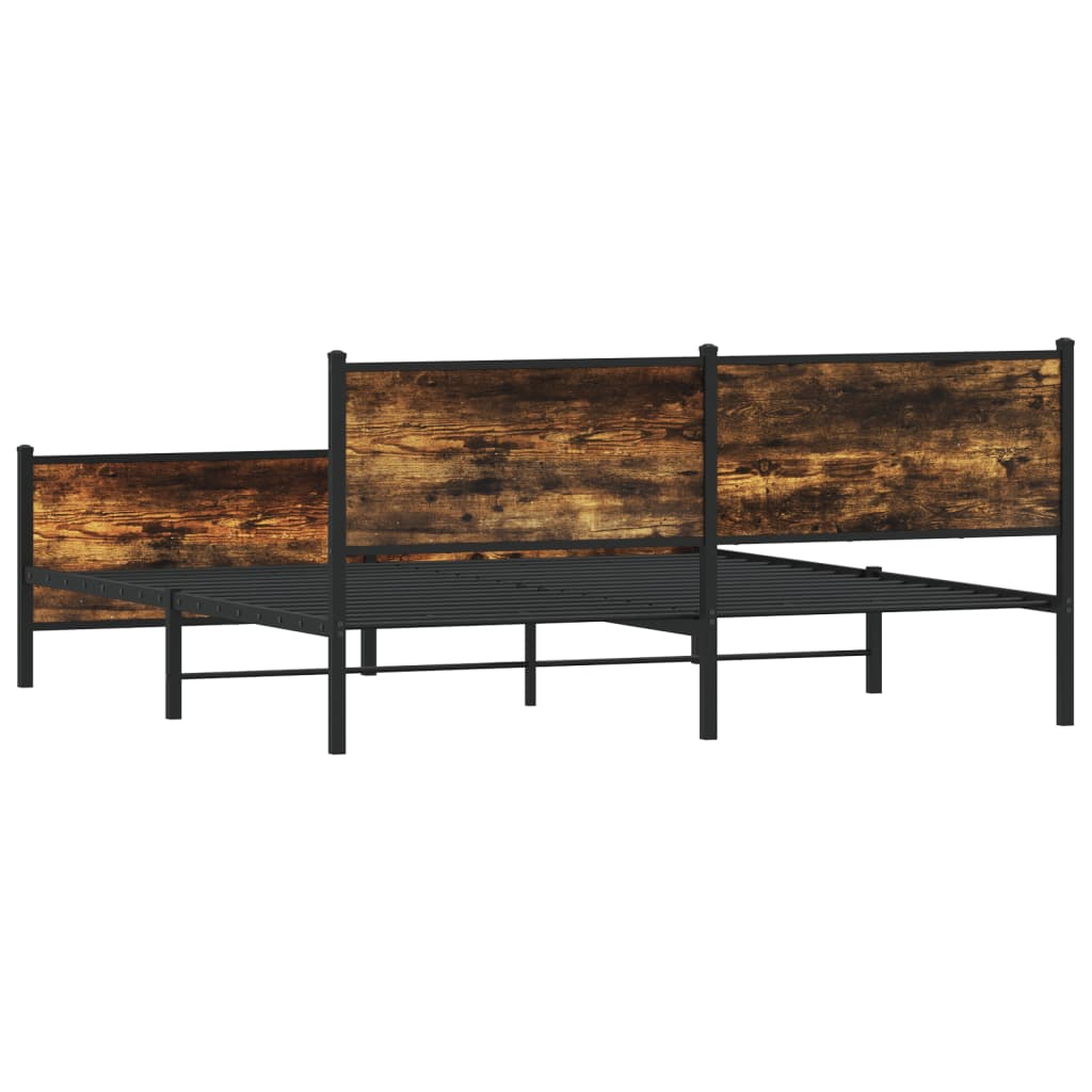 Sengeramme i metall uten madrass røkt eik 193x203 cm