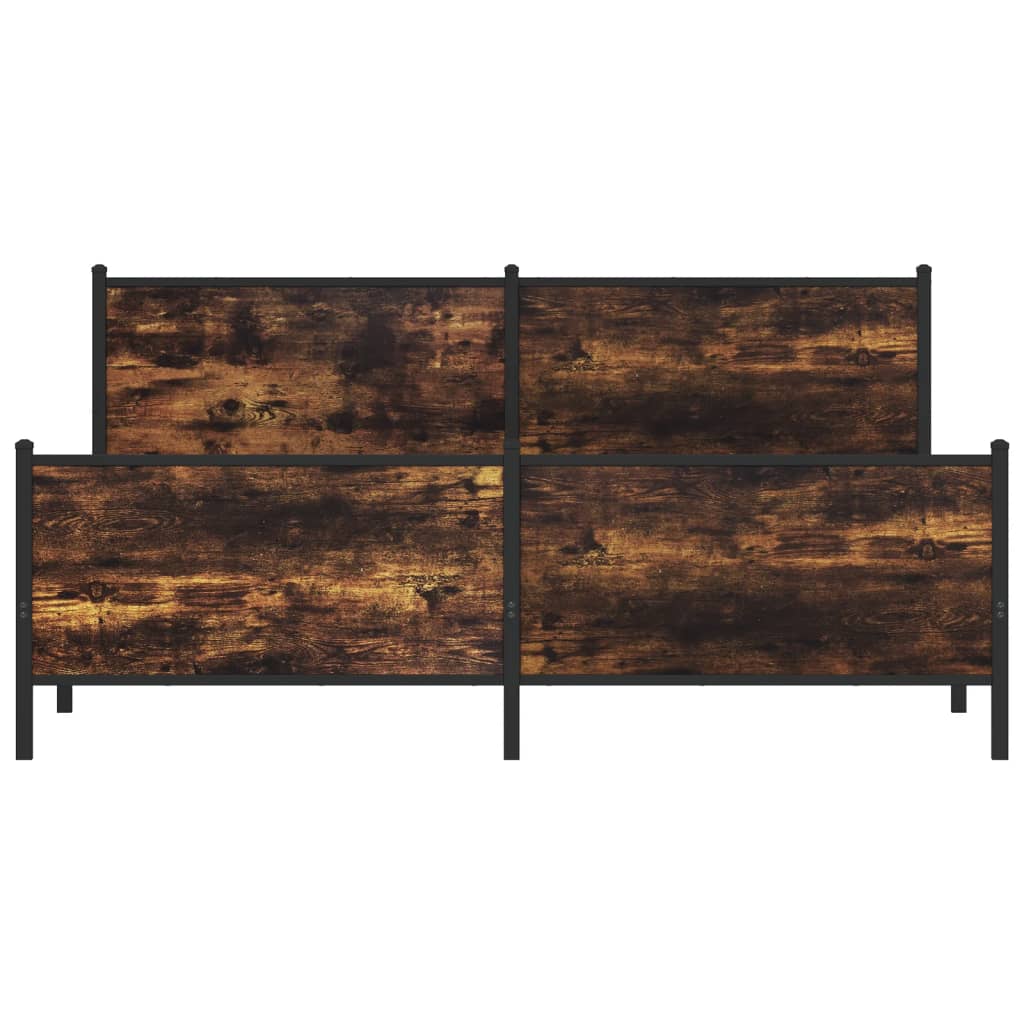 Sengeramme i metall uten madrass røkt eik 200x200 cm