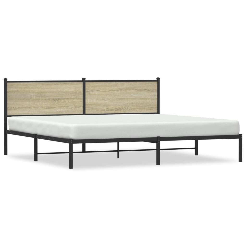 Sengeramme i metall uten madrass sonoma eik 200x200 cm