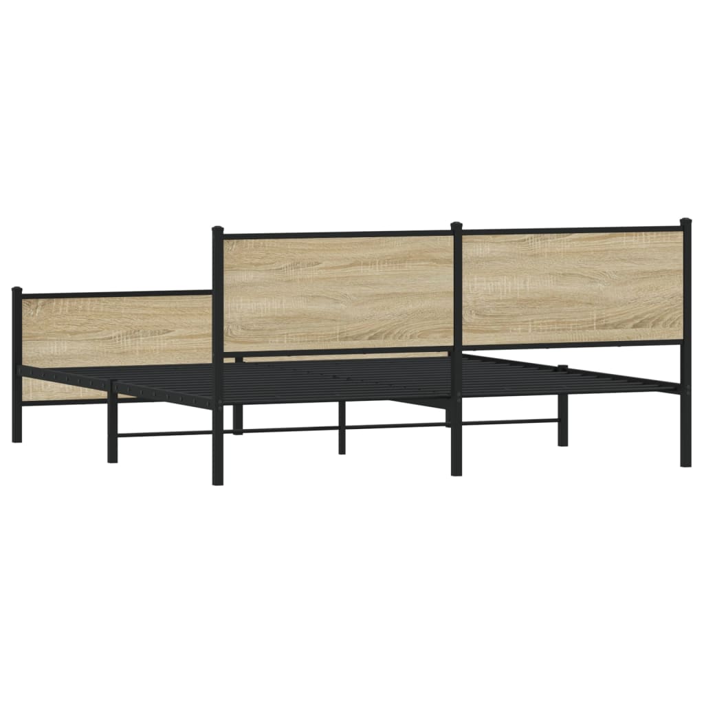 Sengeramme i metall uten madrass sonoma eik 180x200 cm