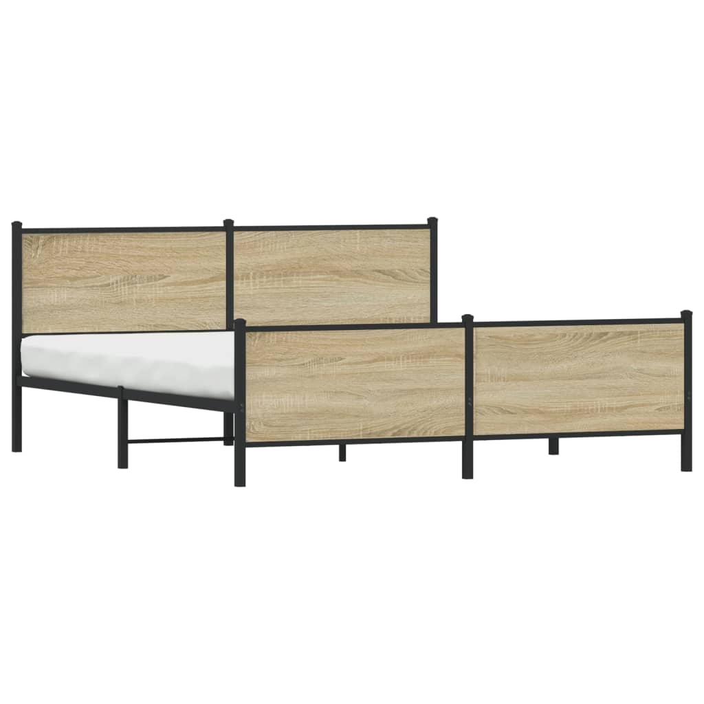 Sengeramme i metall uten madrass sonoma eik 193x203 cm