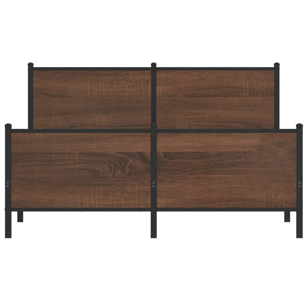 Sengeramme i metall uten madrass brun eik 150x200 cm