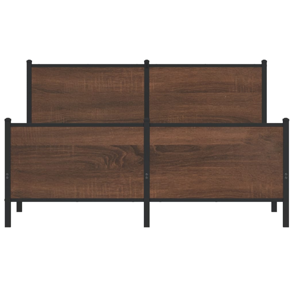 Sengeramme i metall uten madrass brun eik 160x200 cm