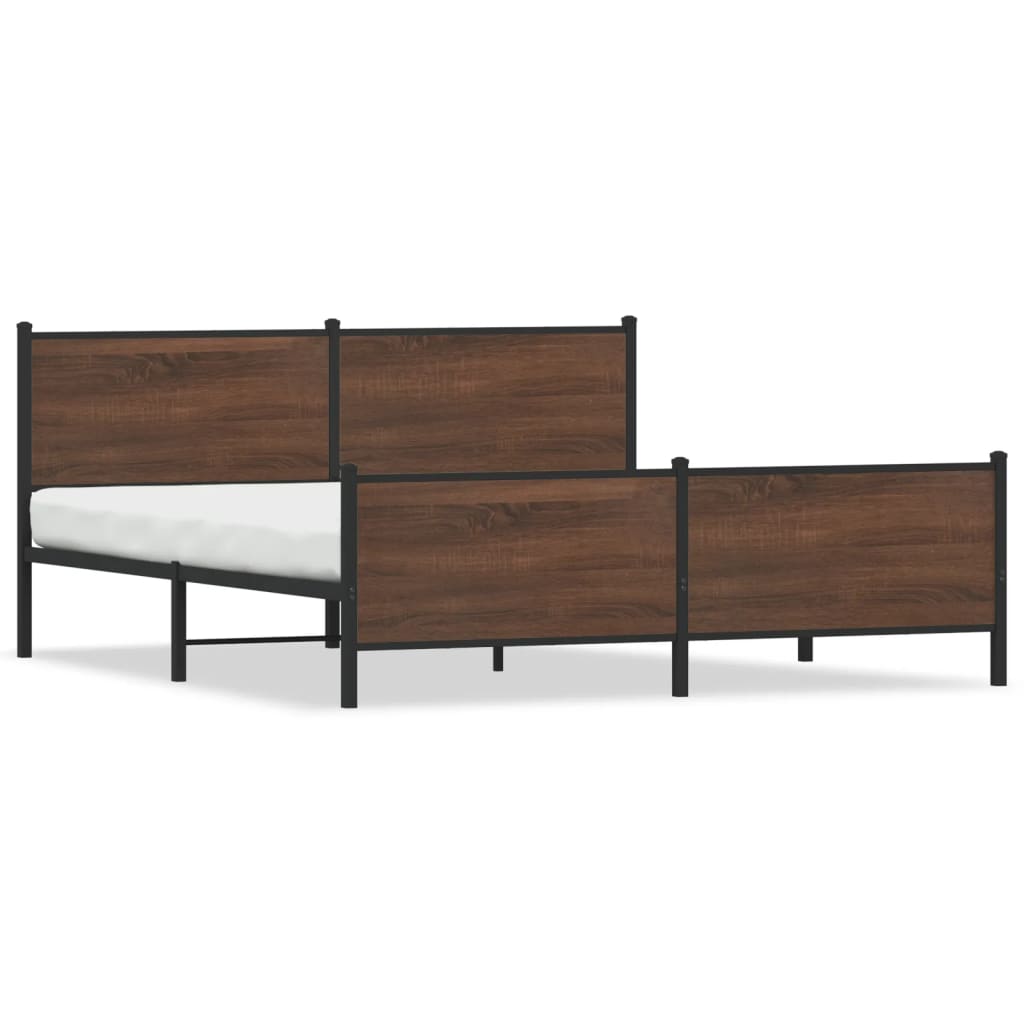Sengeramme i metall uten madrass brun eik 180x200 cm