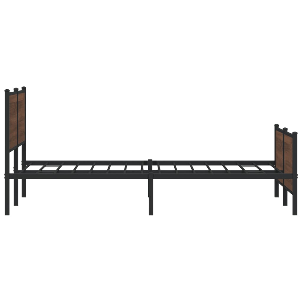 Sengeramme i metall uten madrass brun eik 180x200 cm