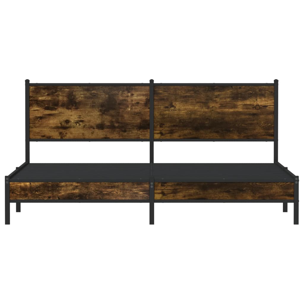 Sengeramme i metall uten madrass røkt eik 183x213 cm