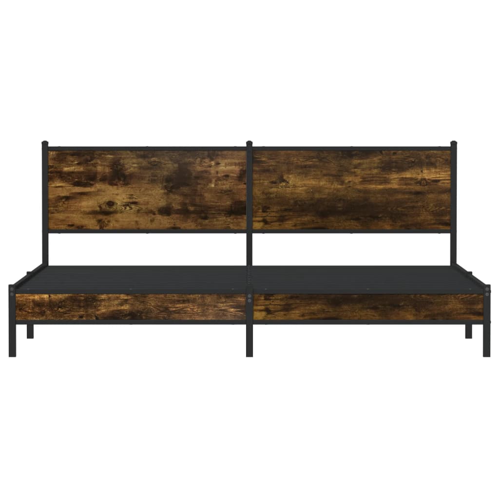 Sengeramme i metall uten madrass røkt eik 200x200 cm