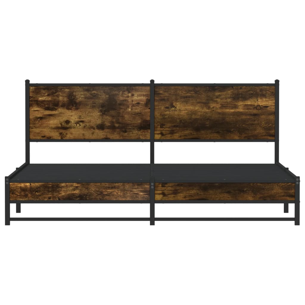 Sengeramme i metall uten madrass røkt eik 180x200 cm