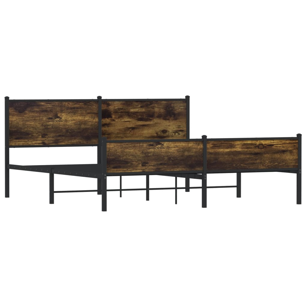 Sengeramme i metall uten madrass røkt eik 183x213 cm