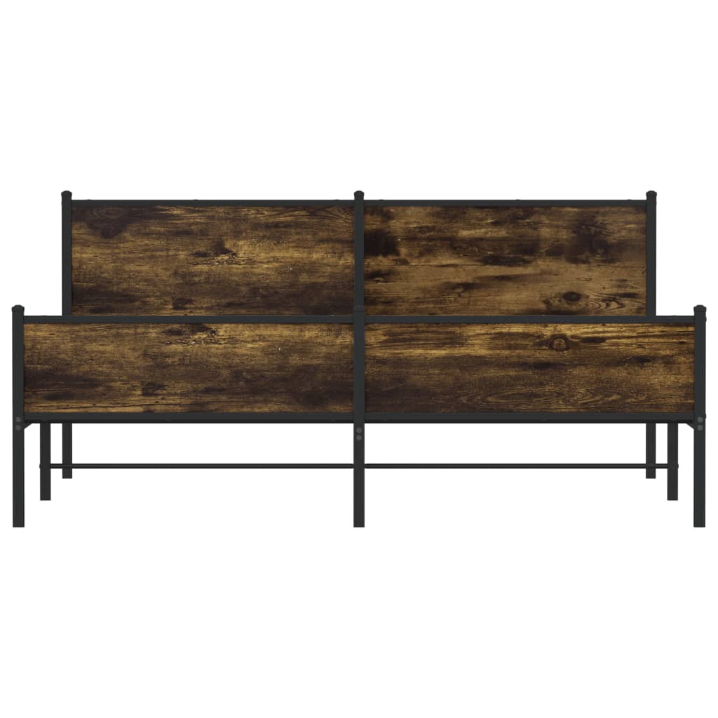 Sengeramme i metall uten madrass røkt eik 183x213 cm