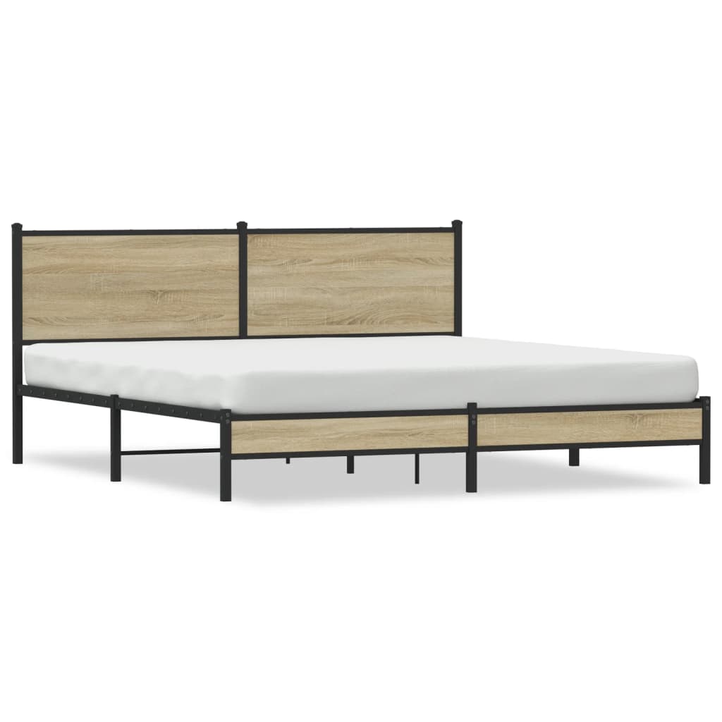 Sengeramme i metall uten madrass sonoma eik 180x200 cm