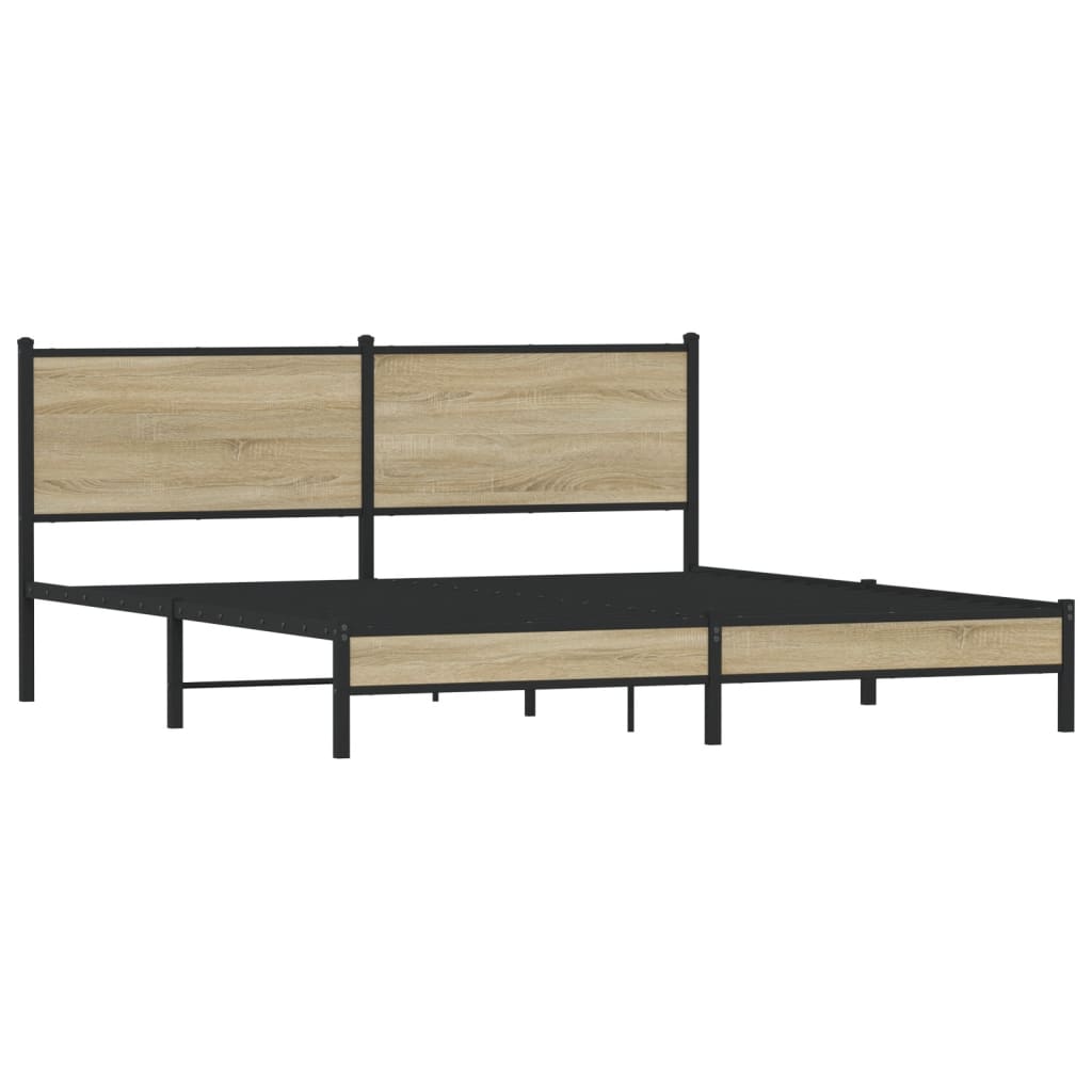 Sengeramme i metall uten madrass sonoma eik 183x213 cm